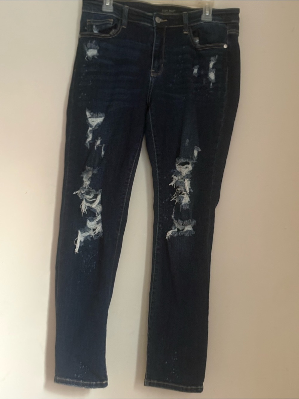 Judy Blue Dark Indigo Ripped Skinny Jeans